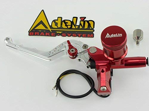 CNC Alu Kupplungspumpe mit Behälter verstellbarem Hebel und Schalter rot von MTP-Racing