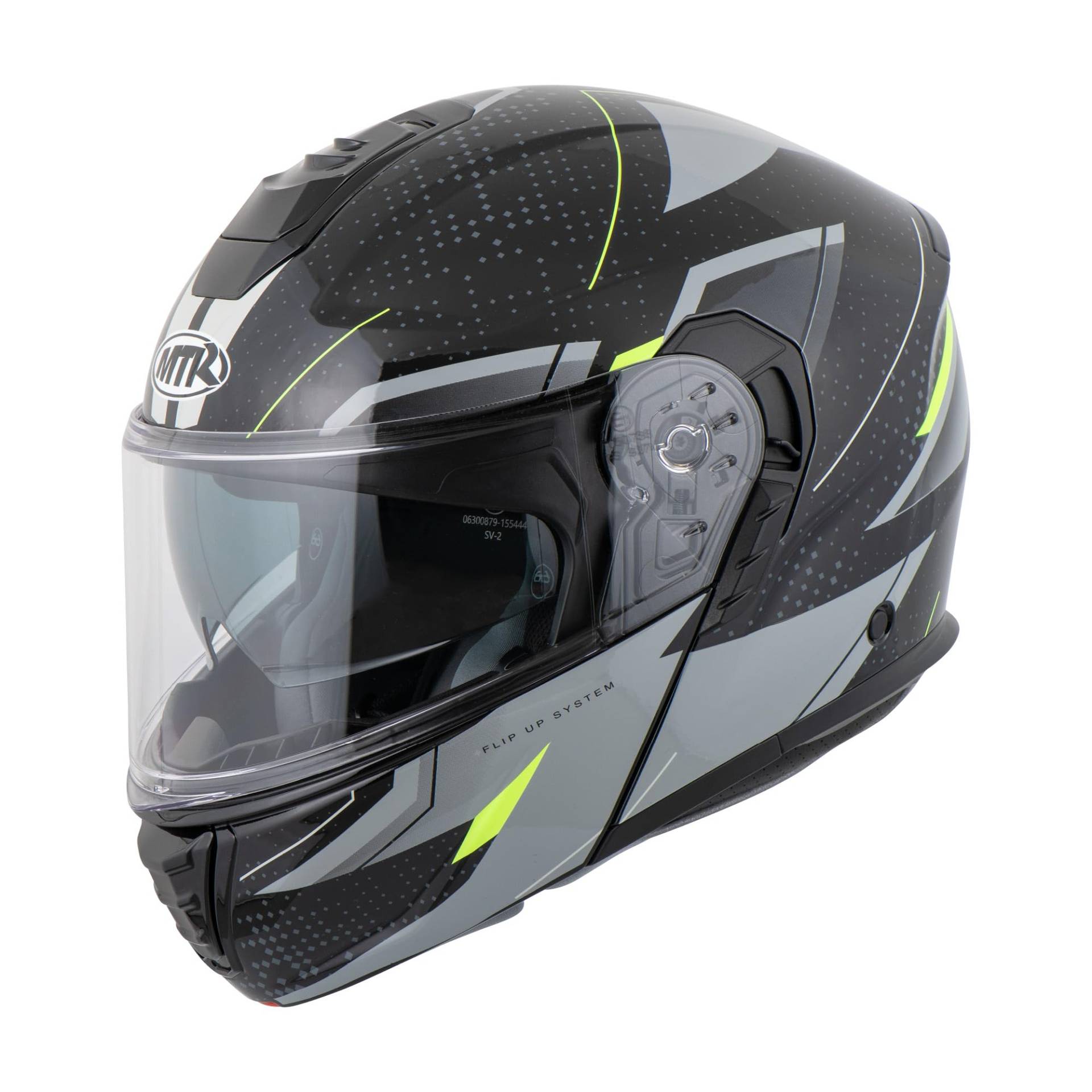 MTR K-4 Evo Klapphelm, als Jethelm & Integralhelm ECE 22.06 Geprüft, Motorradhelm mit Sonnenvisier, Mopedhelm mit Komfort-Innenfutter, Motorradhelm Herren & Damen, Fusion Grau/Neongelb, XXL MTR K-4 Evo Klapphelm, als Jethelm & Integralhelm ECE 22.06 Geprüft, Motorradhelm mit Sonnenvisier, Mopedhelm mit Komfort-Innenfutter, Motorradhelm Herren & Damen, Fusion Grau/Neongelb, XXL von MTR