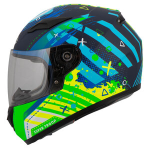 MTR S-12 Kids Evo Kinder Integralhelm Matt Blau Grün von MTR