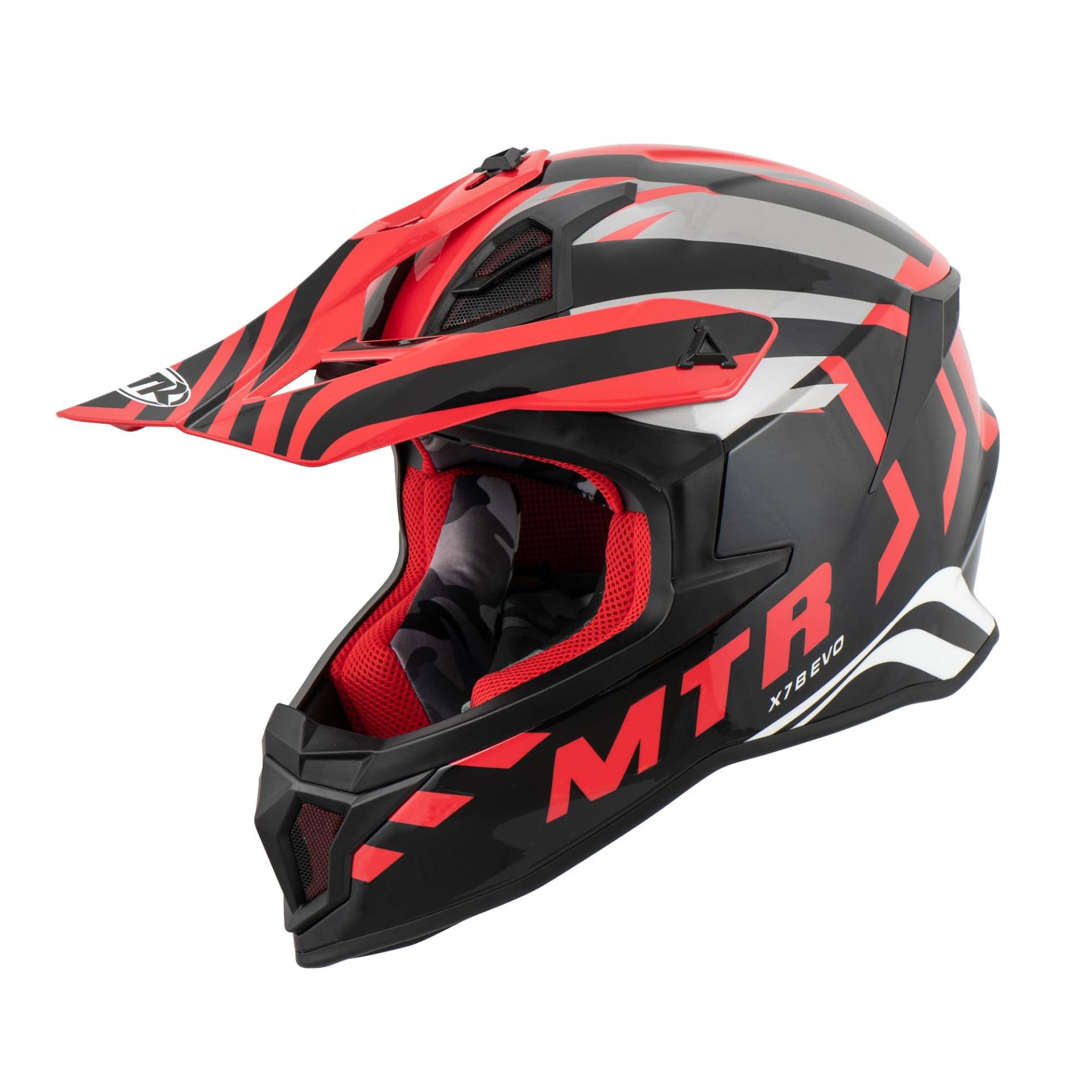 MTR X7B Evo Motocross Helm, ECE 22.06 Geprüfter Motorradhelm, Crosshelm ohne Visier, Cross Helm Motorrad mit Belüftung & Entlüftung, Downhill Helm Geeignet als Fullface Helm MTB, Schwarz/Silber/Rot, S MTR X7B Evo Motocross Helm, ECE 22.06 Geprüfter Motorradhelm, Crosshelm ohne Visier, Cross Helm Motorrad mit Belüftung & Entlüftung, Downhill Helm Geeignet als Fullface Helm MTB, Schwarz/Silber/Rot, S von MTR