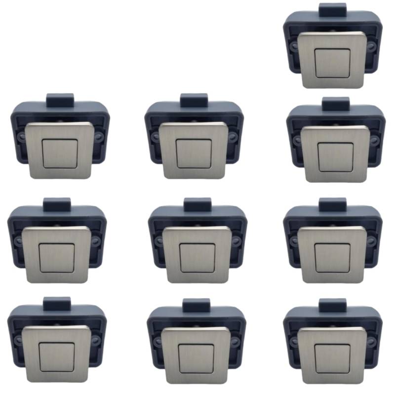 MTSmart RV Metall Druckknopf Schrank Schlösser, Quadratischer RV Schrank Schlösser für Wohnmobile, Wohnwagen, Boote, Yachten, Marine,Wohnmobile Schrank Schlösser Schlüssellose (Nickel 10PC) von MTSmart