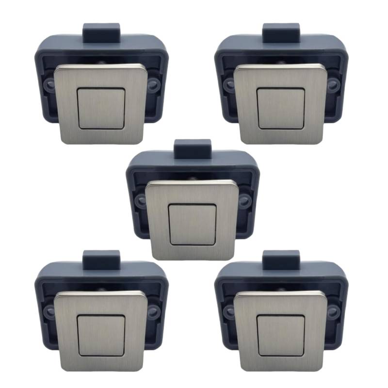 MTSmart RV Metall Druckknopf Schrank Schlösser, Quadratischer RV Schrank Schlösser für Wohnmobile, Wohnwagen, Boote, Yachten, Marine,Wohnmobile Schrank Schlösser Schlüssellose (Nickel 5PC) von MTSmart