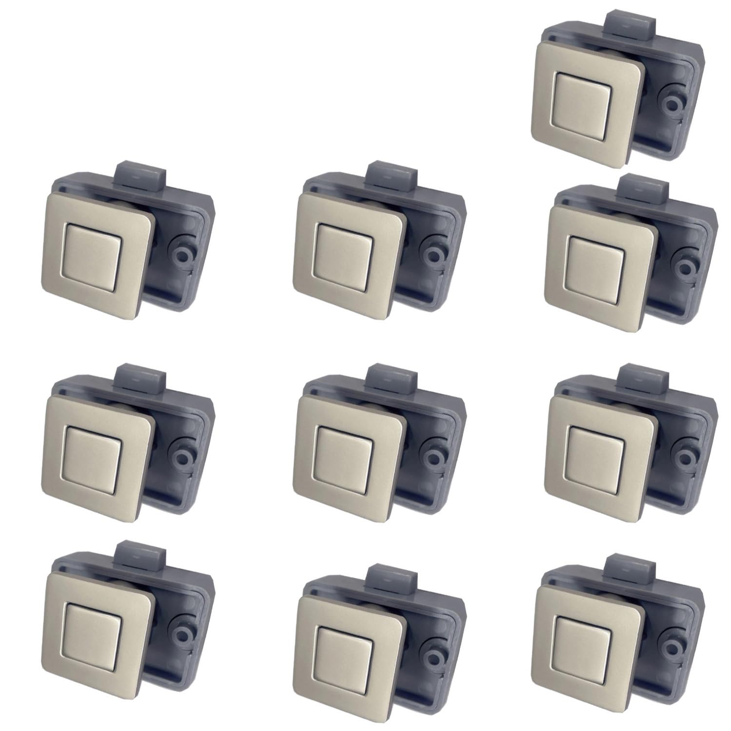 MTSmart RV Metall Druckknopf Schrank Schlösser, Quadratischer RV Schrank Schlösser für Wohnmobile, Wohnwagen, Boote, Yachten, Marine,Wohnmobile Schrank Schlösser Schlüssellose (Perlnickel 10PC) von MTSmart