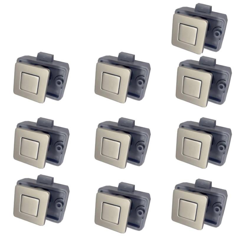 MTSmart RV Metall Druckknopf Schrank Schlösser, Quadratischer RV Schrank Schlösser für Wohnmobile, Wohnwagen, Boote, Yachten, Marine,Wohnmobile Schrank Schlösser Schlüssellose (Perlnickel 10PC) von MTSmart