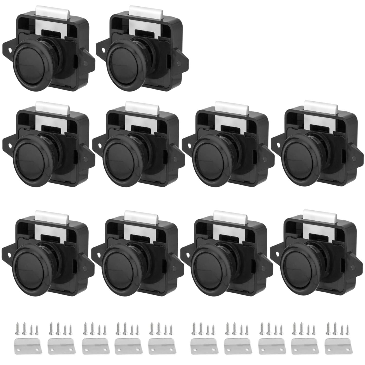 MTSmart Schlüssellos RV Schrankschlösser mit Groß Push Button, ABS RV Cabinet Catch Verriegelung für RV Wohnmobile Wohnmobil-Anhänger Wohnwagen Van Yachten Boote (Schwarz 10 Stück) von MTSmart