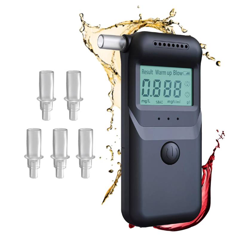 Tragbarer Alkoholtester, professionell, zertifiziert, digitaler Alkoholtest, mit LCD-Display und USB, wiederaufladbar, hohe Genauigkeit – Ergebnisse in 5 Sekunden, ideal für Zuhause, Auto, Reise von MU LIN