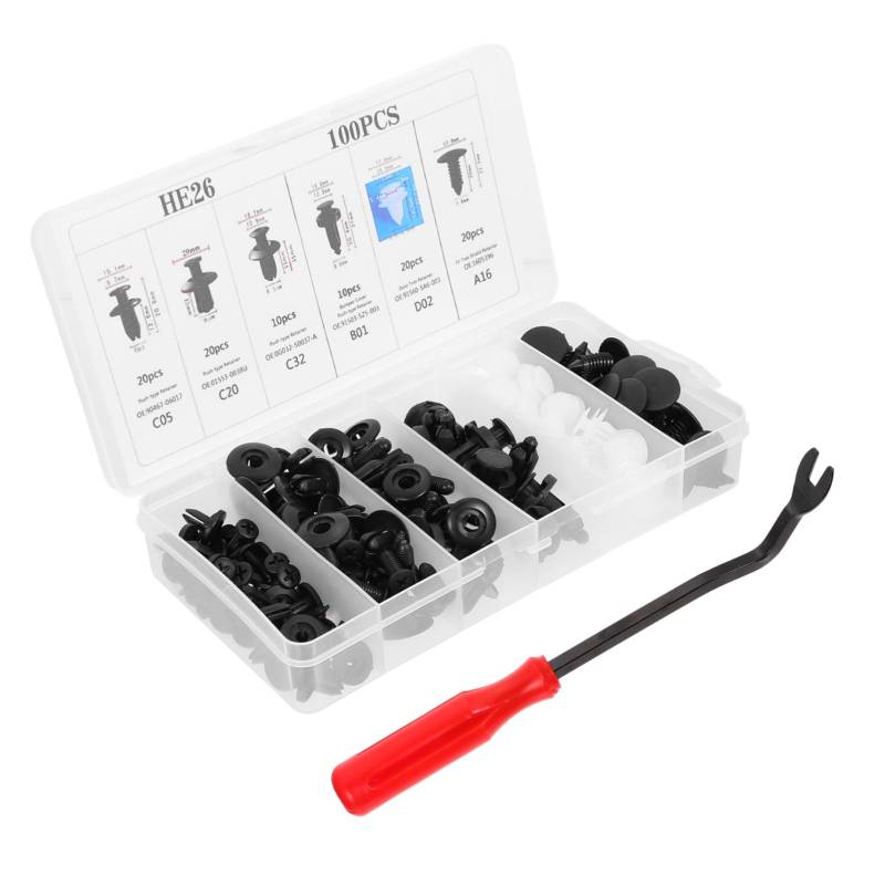 MUCKLILY 1 Auto- -Fahrer-Set Kfz-Clips Nietclips für Auto Stoßfänger-Druckverschlüsse Stoßfängerclips Auto-Push-Halteklammern Halteclips für Autostoßstangen Nylon von MUCKLILY