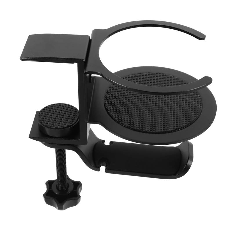 MUCKLILY 2 Becherhalter Schreibtisch Kopfhörer Tassenhalter Cupeholder Nicht Verstellbarer Becherhalter Schreibtischaufsatz Tischbecherhalter Headset-Halter Aluminiumlegierung Black von MUCKLILY