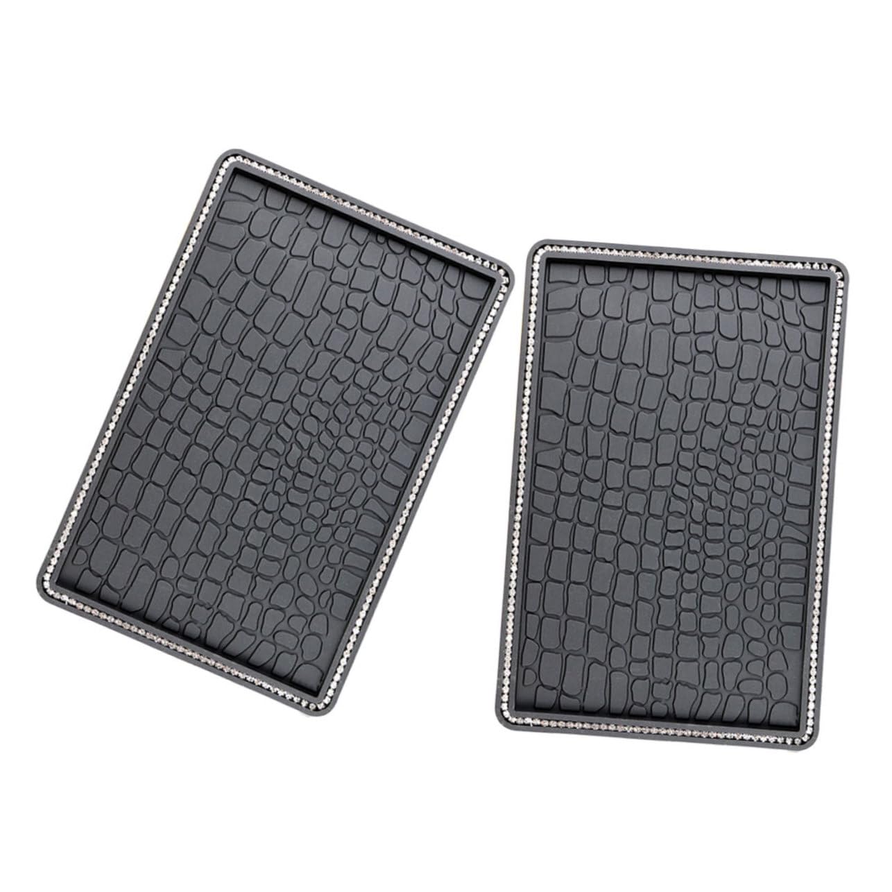 MUCKLILY 2 Stück Auto Rutsch Feste Matte Unterstützung Griff Unterlage Bindestrich Auto-armaturenbrett Nicht Autolad Strass-Accessoires Autozubehör Bling Armaturenbrett Zubehör PVC Grey von MUCKLILY