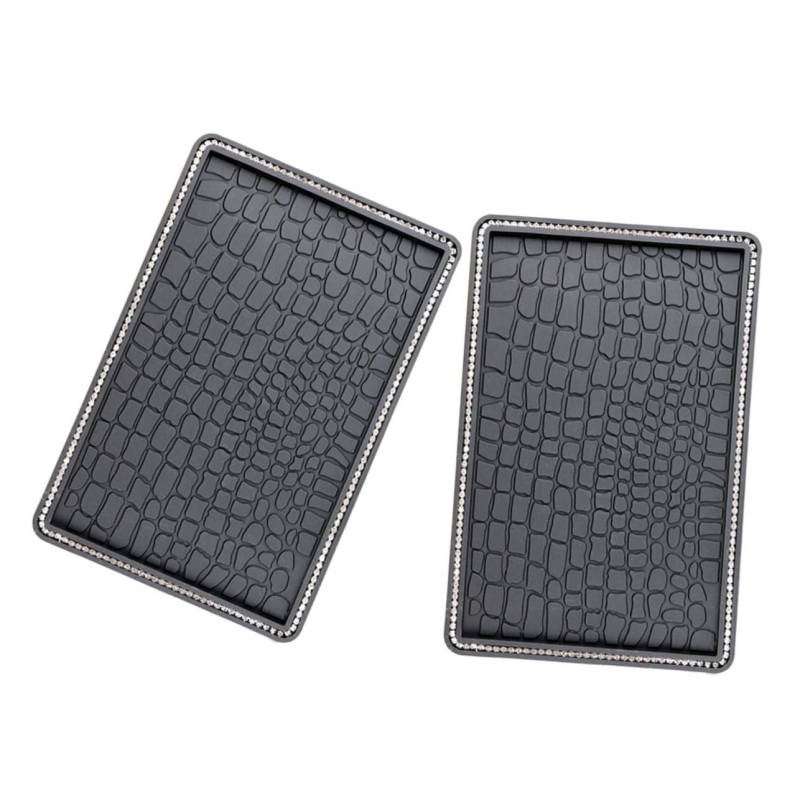 MUCKLILY 2 Stück Auto Rutsch Feste Matte Unterstützung Griff Unterlage Bindestrich Auto-armaturenbrett Nicht Autolad Strass-Accessoires Autozubehör Bling Armaturenbrett Zubehör PVC Grey von MUCKLILY