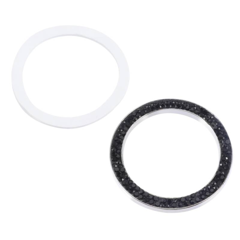 MUCKLILY 2 Stück Auto Zündungs Dekorationsring Auto Startknopfring Motor Strass Innenverzierungen Bling Autozubehör Diamant Applikation Auto Diamantring Schwarze Zinklegierung von MUCKLILY