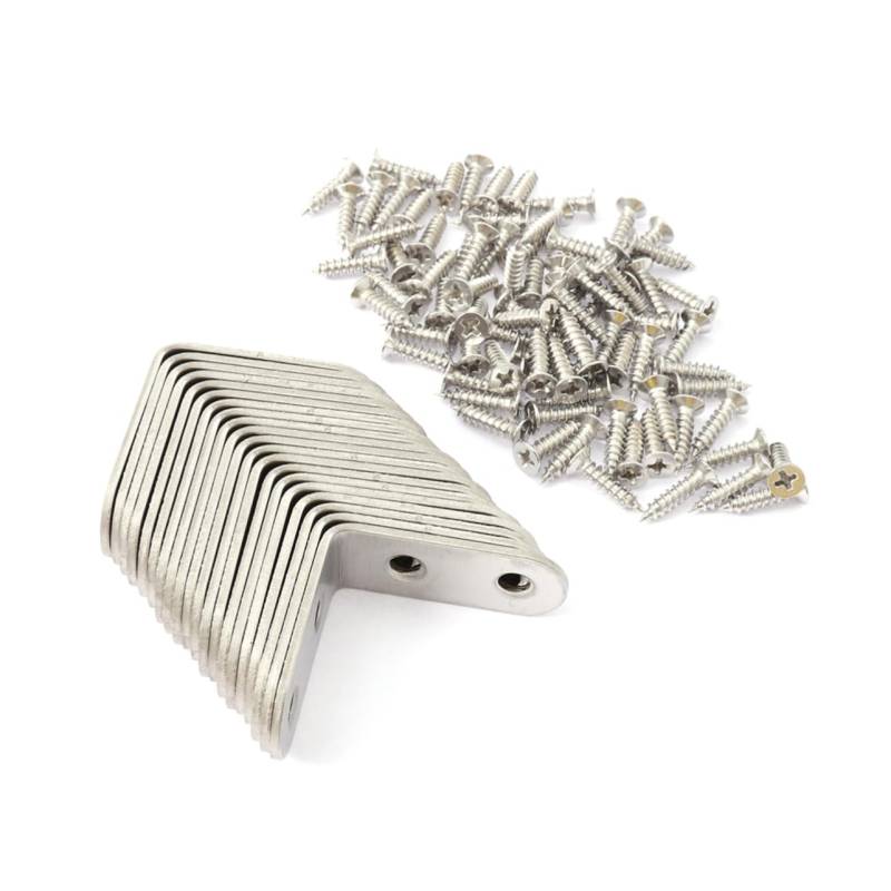 MUCKLILY 20 Stück Eckcode aus Edelstahl Silber 20 mm Metallwinkel 90-Grad-Winkelklammer l-Form Spitze Klammer Silver von MUCKLILY