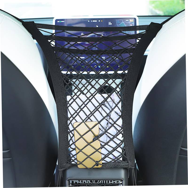 MUCKLILY Doppelte Aufbewahrungsnetztasche Fahrblocker Zwischen Rücksitzträgern Haustier Extender Organizer Hunde Frachtkonsole Autos Autositztaschenhalter Autositzteiler Autonetz von MUCKLILY