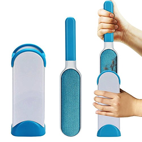 MUDEELA Pelz Pet Bürste Pet Fur & Lint Remover, Pet Pinsel, Fell & Fusseln Haarentferner, Wiederverwendbare Pet Fur Remover mit Selbstreinigung Base, Haustier Haar Entferner (Blau) von MUDEELA