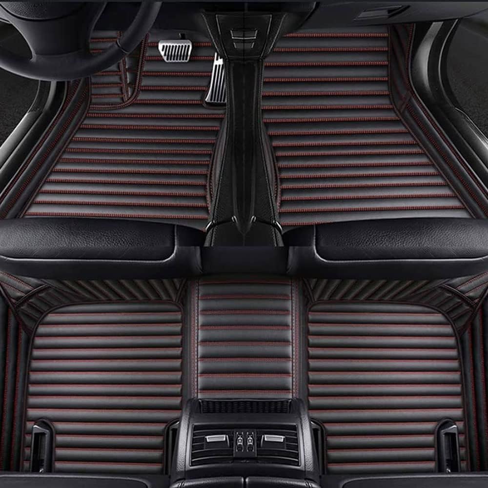 Auto Fußmatten Leder für Volvo V90 2016-2023,Vorn und Hinten 3D All-Inclusive-Stil Automatte Auto Innere Zubehör,B/Black red von MUDSON