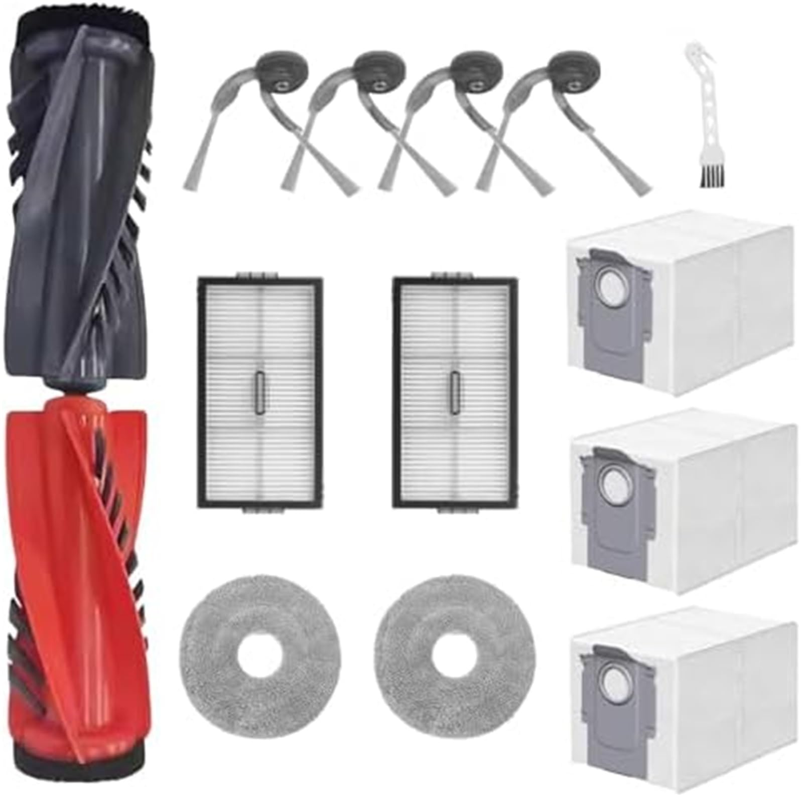 MUEOSI 14-teilige Ersatzteile for Roborock, Saros 10R G20S Ultra Staubsauger, Zubehör-Kits: 2 Hauptbürsten, 2 HEPA-Filter, 2 Wischpads, 3 Staubbeutel, 4 Seitenbürsten, 1 Reinigungsbürste Staubsauger-M von MUEOSI