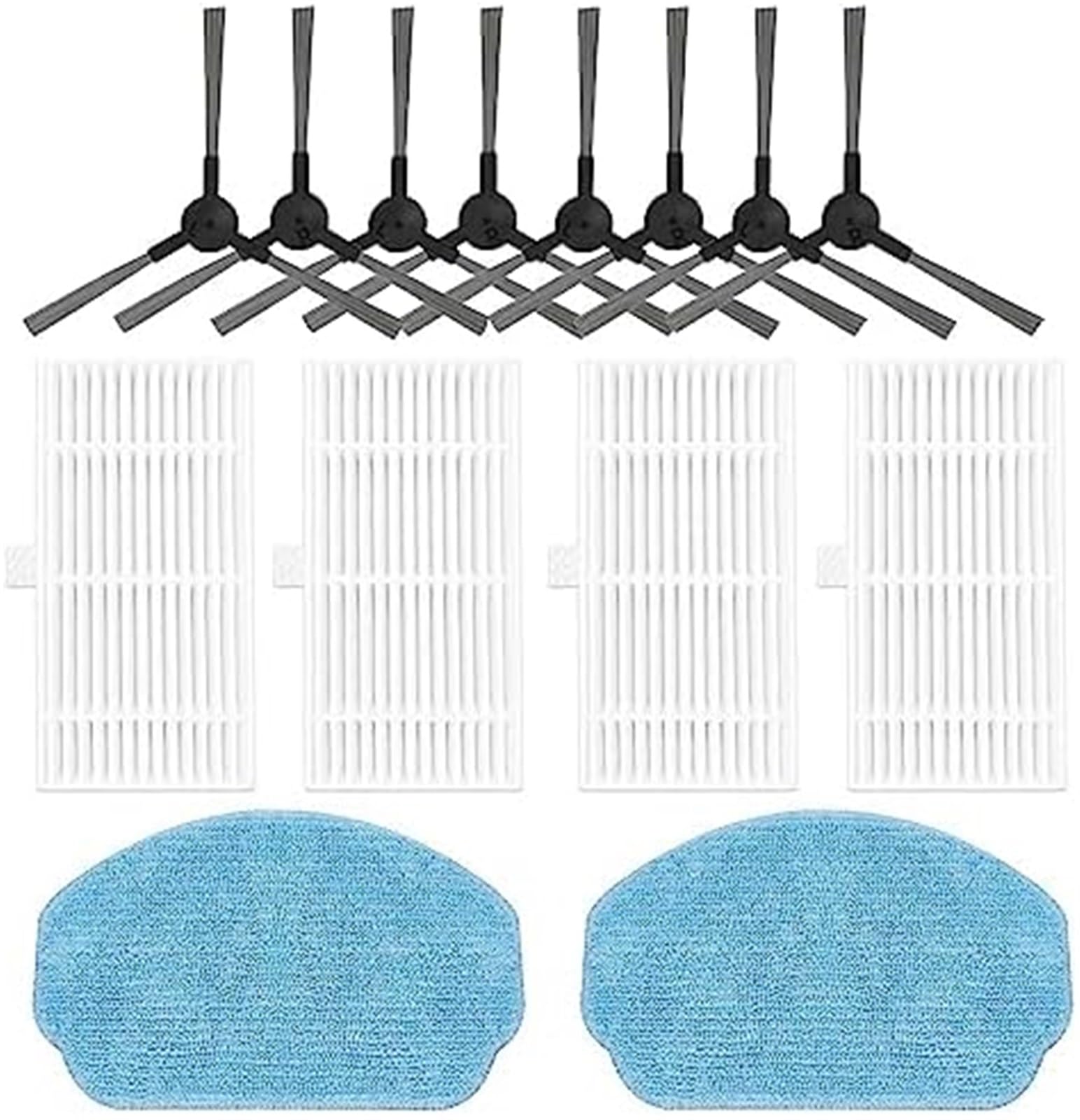 MUEOSI 14-teilige Filter-Mopp-Pad-Seitenbürste, for MAMNV BR150 BR151, for ZCWA BR150 BR151, for ONSON BR150 BR151, for GTTVO BR150 BR151 Roboter-Staubsauger-Zubehör, Ersatzteile Staubsauger-Mopp-Pad von MUEOSI
