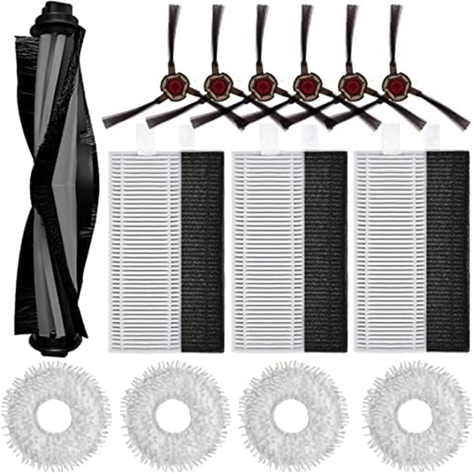 MUEOSI 14-teiliges Staubsaugerzubehör for Ecovacs DEEBOT N9+ Yeedi K10 Yeedi Mopstation, Selbstreinigungsroboter (1 Hauptbürste, 3 HEPA-Filter, 4 Pad-Mopptücher, 6 Seitenbürsten) Staubsauger-Mopp-Pad von MUEOSI