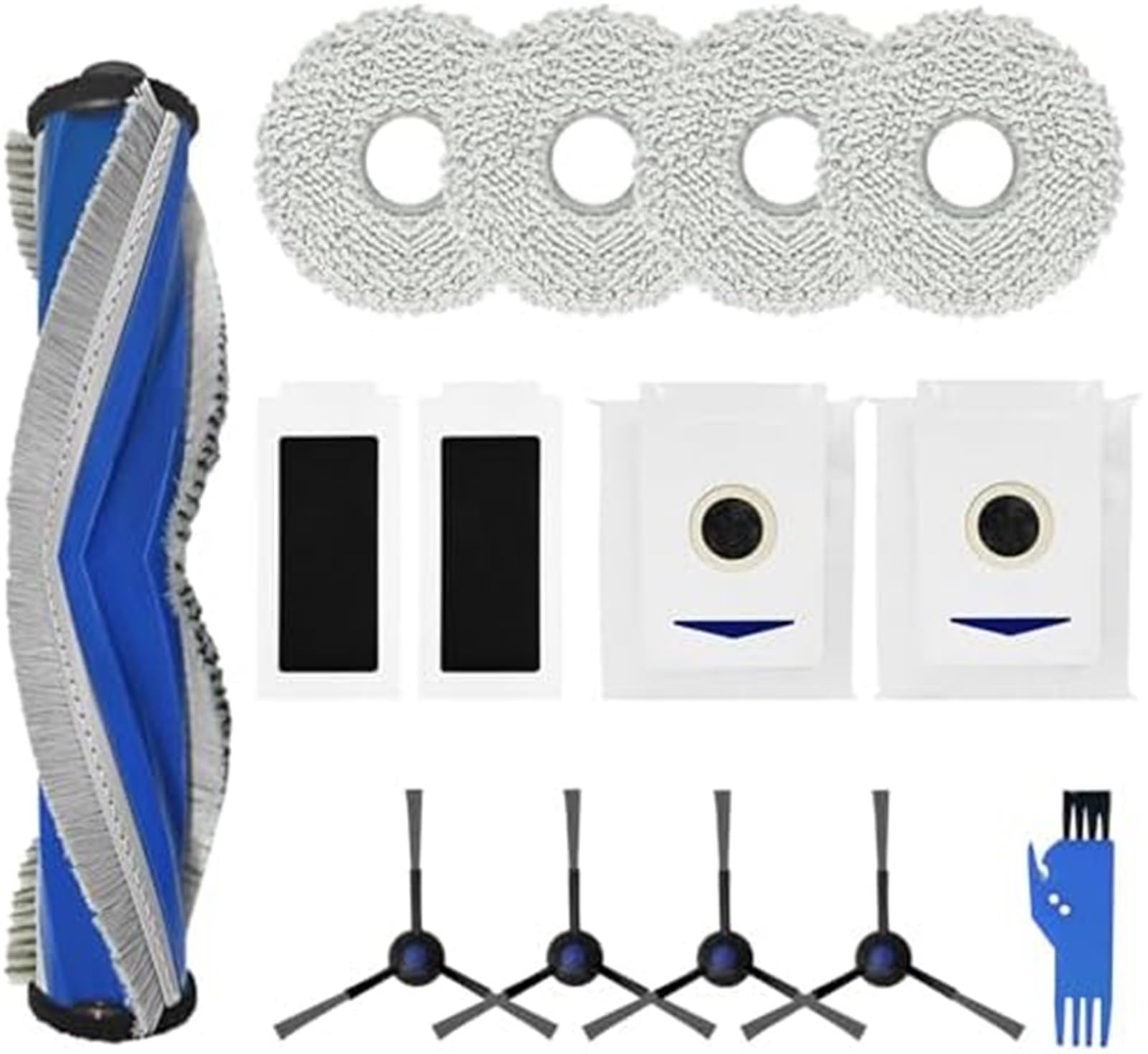 MUEOSI 14-teiliges Zubehörset als Ersatz for Ecovacs Deebot T30 Omni T30 PRO Omni Staubsauger, 1 Hauptbürste, 2 Staubbeutel, 2 HEPA-Filter, 4 Wischpads, 4 Seitenbürsten, 1 Reinigungsbürste Staubsauger von MUEOSI