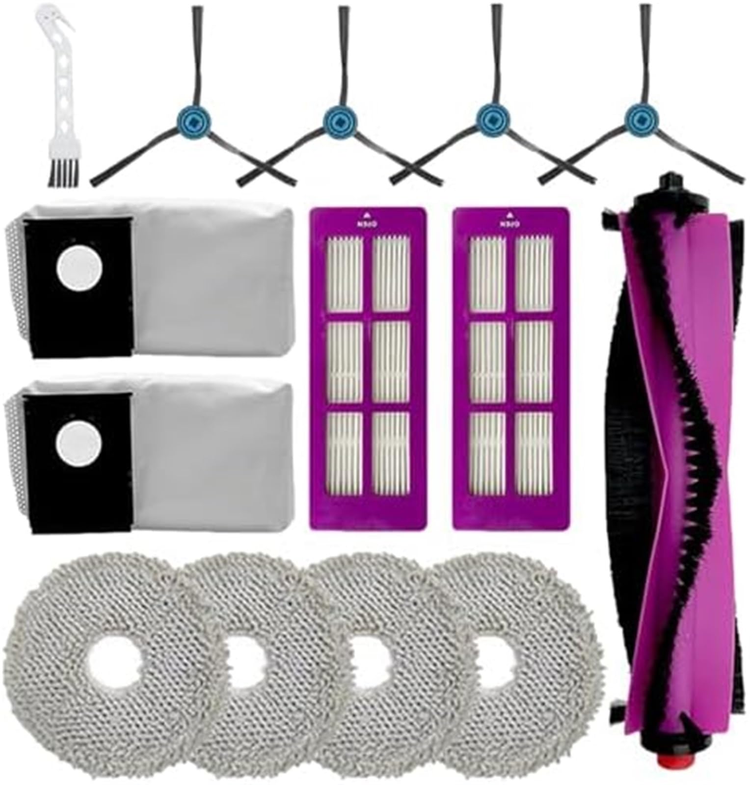 MUEOSI 14er-Pack Ersatzteile for Eureka, J15 Pro Ultra Staubsauger, Zubehör-Kits enthalten 1 Walzenbürste, 2 HEPA-Filter, 4 Seitenbürsten, 4 Wischtuch-Pads, 2 Staubbeutel, 1 Reinigungsbürste Staubsaug von MUEOSI