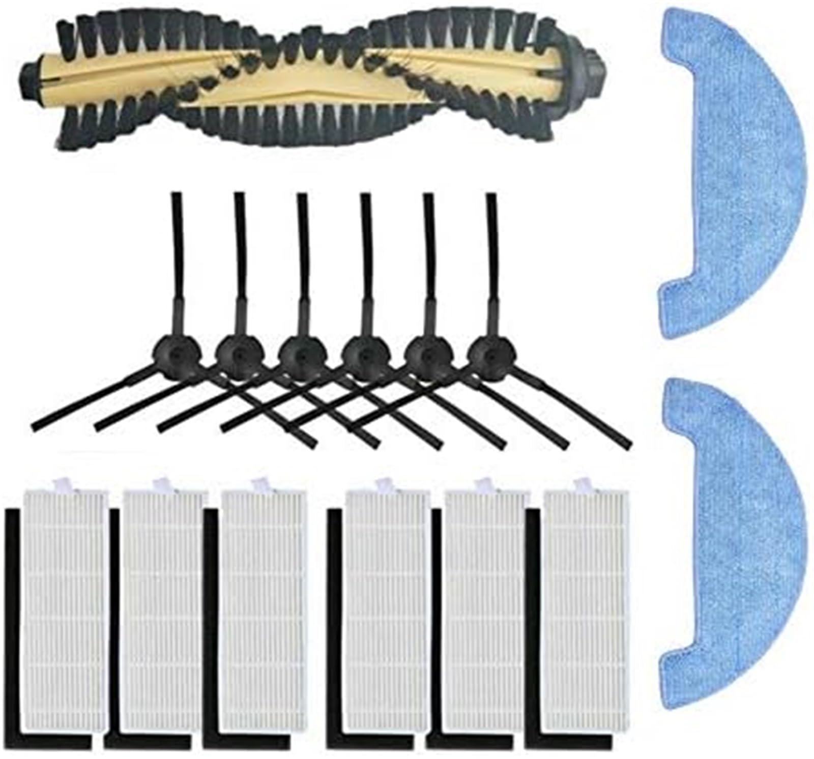 MUEOSI 15er-Pack HEPA-Filterrolle, Seitenbürste, Wischpad, Tuch, for ILIFE, A4S Staubsaugerzubehör Staubsauger-Mopp-Pad von MUEOSI