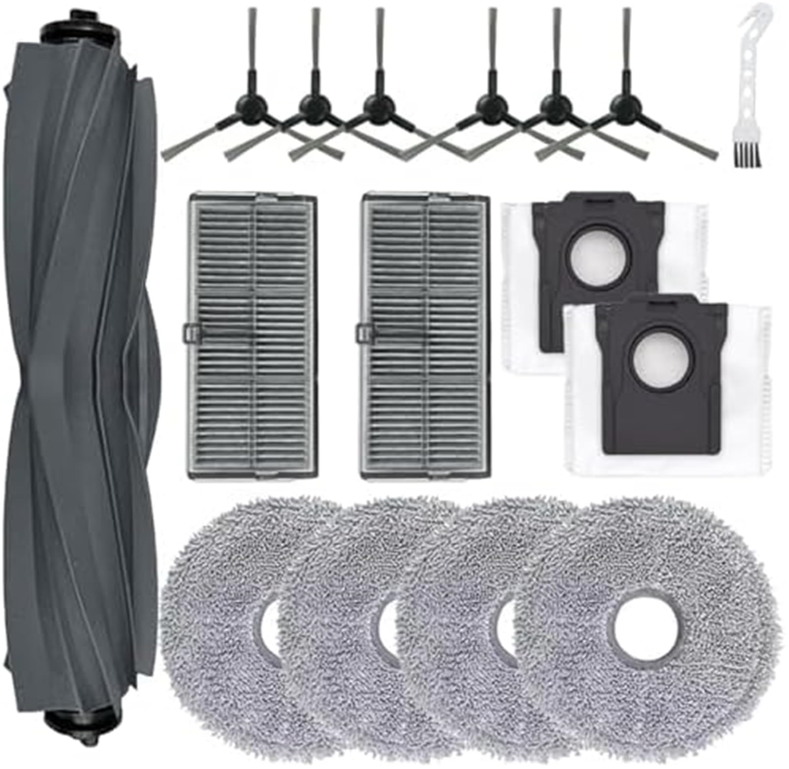 MUEOSI 16-teiliges Zubehör for Dreame, Mova E30 Ultra Staubsauger, 1 Hauptbürste, 6 Seitenbürsten, 2 Filter, 4 Wischpads, 2 Staubbeutel, 1 Reinigungsbürste Staubsauger-Mopp-Pad von MUEOSI