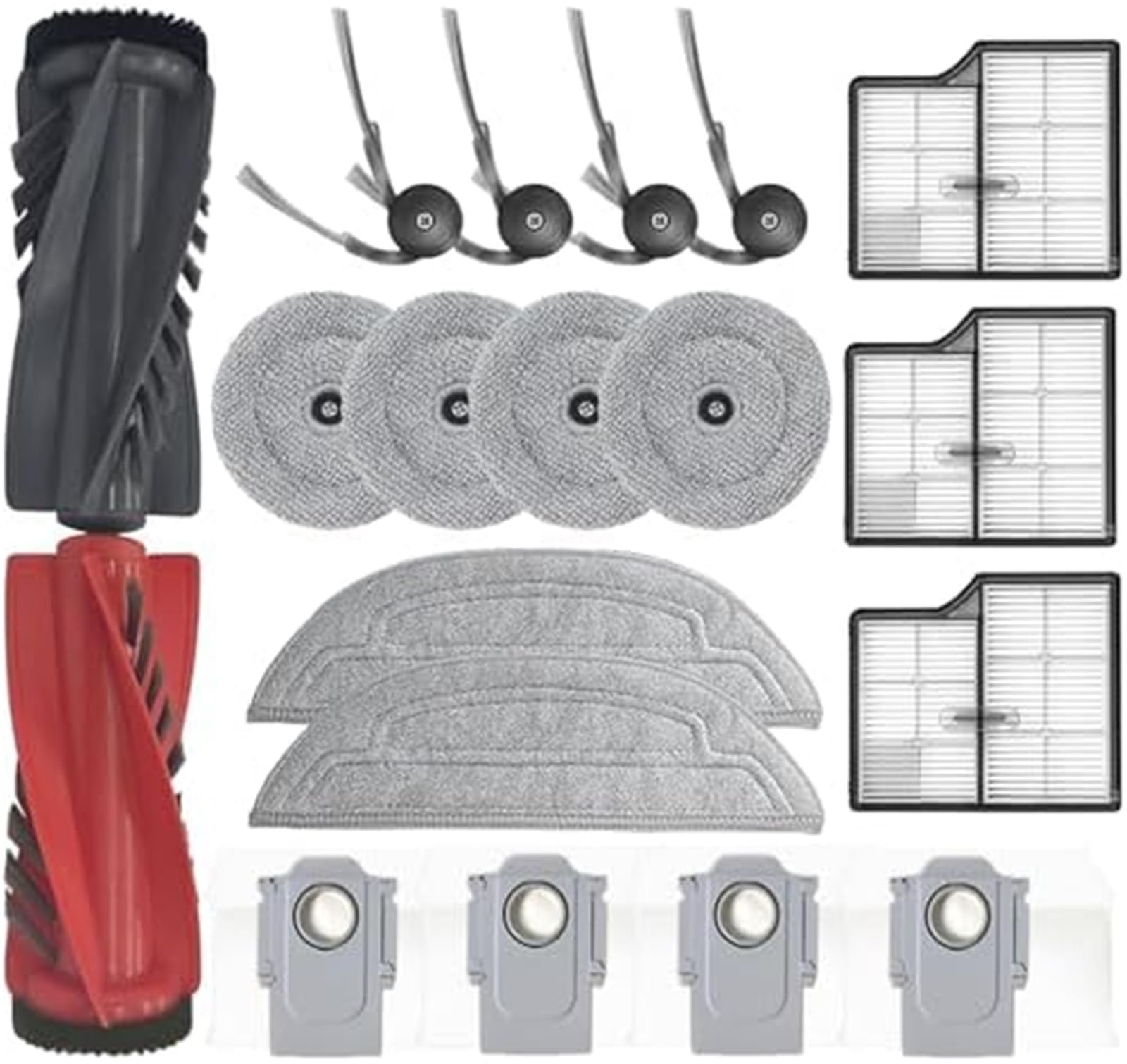 MUEOSI 18-teiliges Ersatzteilzubehör for Roborock, Saros 10 G30 Staubsauger, 1 Doppel-Hauptbürste, 6 Wischpads, 3 HEPA-Filter, 4 Staubbeutel, 4 Seitenbürsten Staubsauger-Mopp-Pad von MUEOSI