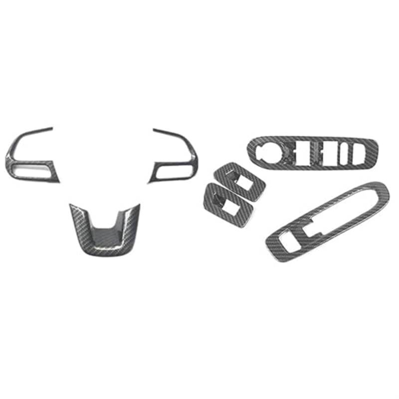 MUEOSI Kit Zierleiste, Fensterheber, Schlüssel, for Jeep Compass 2017 + Kit Zierleiste, Radhausschale, Dekoration, Schließer Auto-Lenkradverkleidungsaufkleber von MUEOSI
