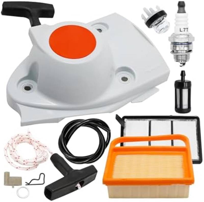 MUEOSI Seilzugstarter mit Luftfilter-Tune-Up-Kit-Ersatz for Stihl TS410 TS420 TS480i TS500i 4238-190-0300 4238-190-0302 4238-190-0301 Gartenluftfilter-Tuning-Kit von MUEOSI