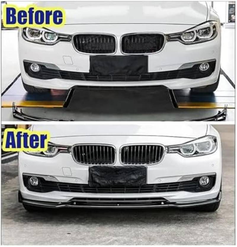MUEOSI Splitter, for BMW, 3er F30 F35 2013-2019 Body Kit Spoiler Splitter Auto Frontstoßstange Splitter LAip ABS Stoßstange Canard Lippenschutz Abdeckung Lippensplitter(Kohlefaser 12-15) Autospoiler S von MUEOSI