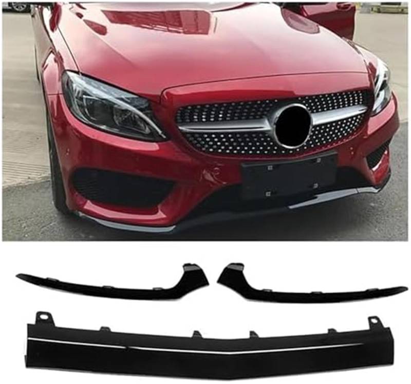 MUEOSI Splitter, for Benz, C-Klasse W205 2014-2018 C300 C400 C63 Auto Frontstoßstange Spoiler Diffusor Schutz Schutz Lippensplitter(Schwarz) Autospoiler Splitter(Black) von MUEOSI