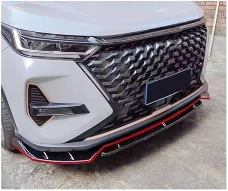 MUEOSI Splitter Car Body Kit Spoiler Schwarze Röcke Zubehör Frontstoßstangenlippe, for Chery, for Tiggo 8 Pro Air Splitter 2022 2023 2024 Lippensplitter(Glänzend Schwarz-Rot) Autospoiler Splitter(BLAC von MUEOSI