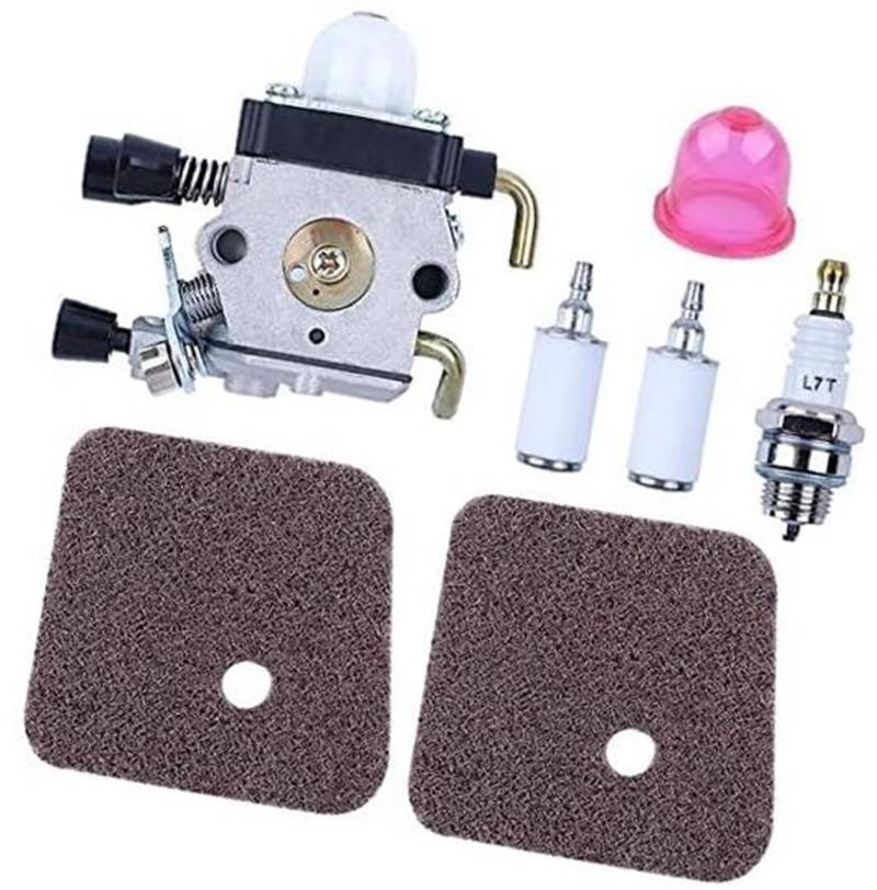 MUEOSI Vergaser-Luftfilter mit Kraftstofffilter, for STIHL, FS38 FS45 FS55 FS55R FS55RC KM55 FS80 FS85 Zündkerzen-Primerball-Fadentrimmerteil Rasenmäher-Zündkerze von MUEOSI