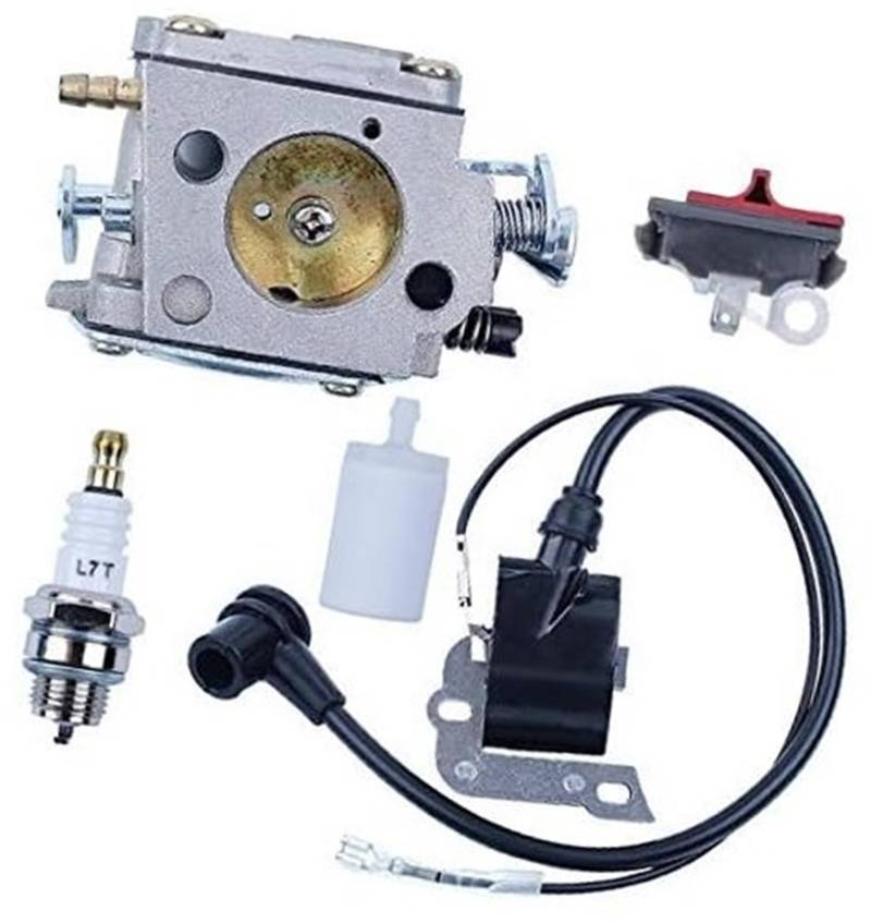 MUEOSI Vergaser-Zündspulenschalter, Zündkerzen-Kraftstofffilter-Kit for Husqvarna 266 268 272 XP 272XP Kettensägen-Motorteile Rasenmäher-Zündkerze von MUEOSI
