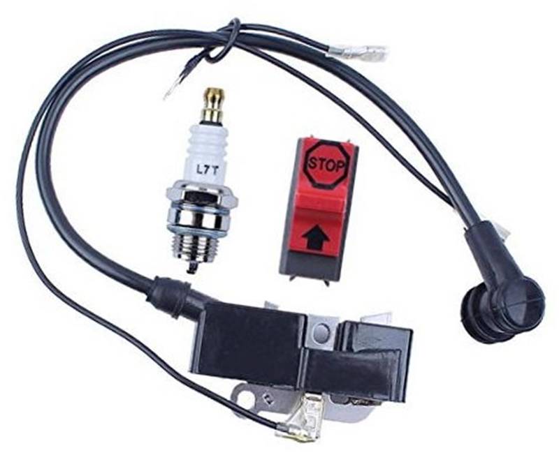 MUEOSI Zündspule Stop Kill Switch Zündkerzensatz, for Husqvarna, 365 362 371 372 385 390 Kettensägenmodul #544047101 Rasenmäher-Zündkerze von MUEOSI