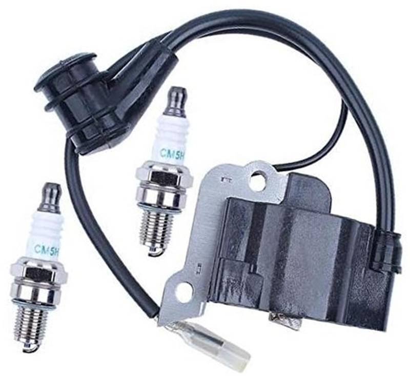 MUEOSI Zündspulenmodul mit 2-teiligem Zündkerzensatz for GX35 UMK435 CQ35 Motor Heckenschere Freischneider (30500-Z0Z-013) Rasenmäher-Zündkerze von MUEOSI
