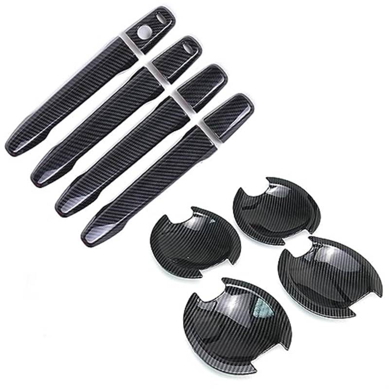 MUEOSI for Mitsubishi, Outlander Lancer ASX 2008-2020 ABS Chrom Kohlefaser Autotürgriff Schüsselabdeckung Aufkleber Styling Zubehör Autotürgriffabdeckung(Black Handlebowl 2buttons) von MUEOSI