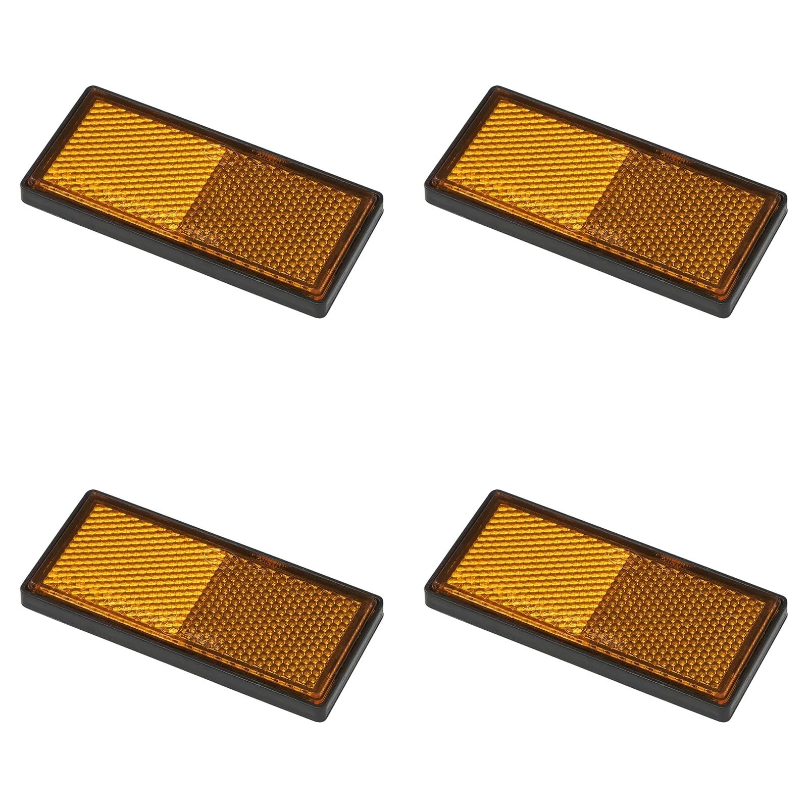 4er Pack Reflektoren orange eckig selbstklebend mit Grundplatte für mehr Sicherheit im Straßenverkehr - E4-geprüft, 85x39mm von MULTIBROS