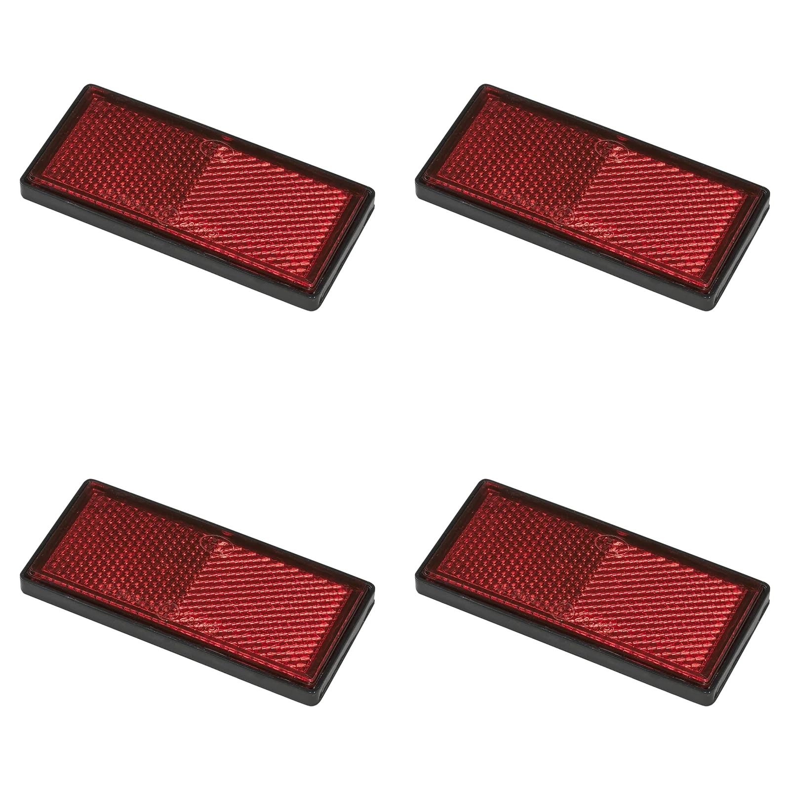 4er Pack Reflektoren rot eckig selbstklebend mit Grundplatte für mehr Sicherheit im Straßenverkehr - E4-geprüft, 85x39mm von MULTIBROS