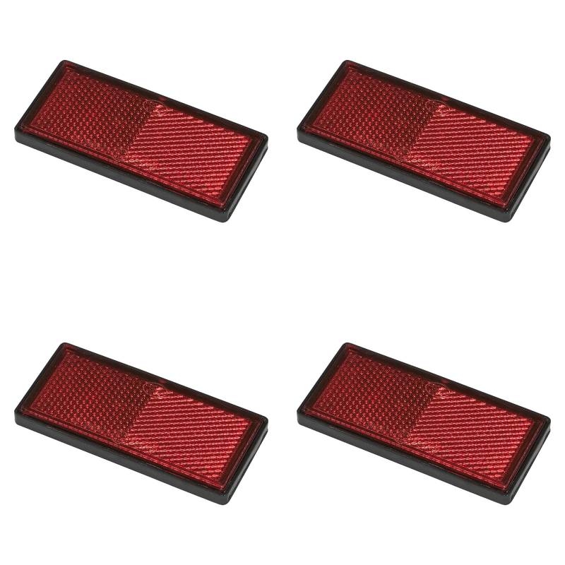 4er Pack Reflektoren rot eckig selbstklebend mit Grundplatte für mehr Sicherheit im Straßenverkehr - E4-geprüft, 85x39mm von MULTIBROS
