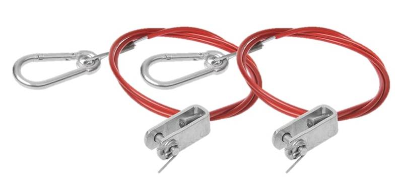 MULTIBROS 2X Abreißseil 1m mit Gabelkopf – Bremsseil Fangseil Sicherungsseil für Anhänger & Wohnwagen – Stabiles Stahlseil mit Karabiner & Roter Schutzummantelung von MULTIBROS