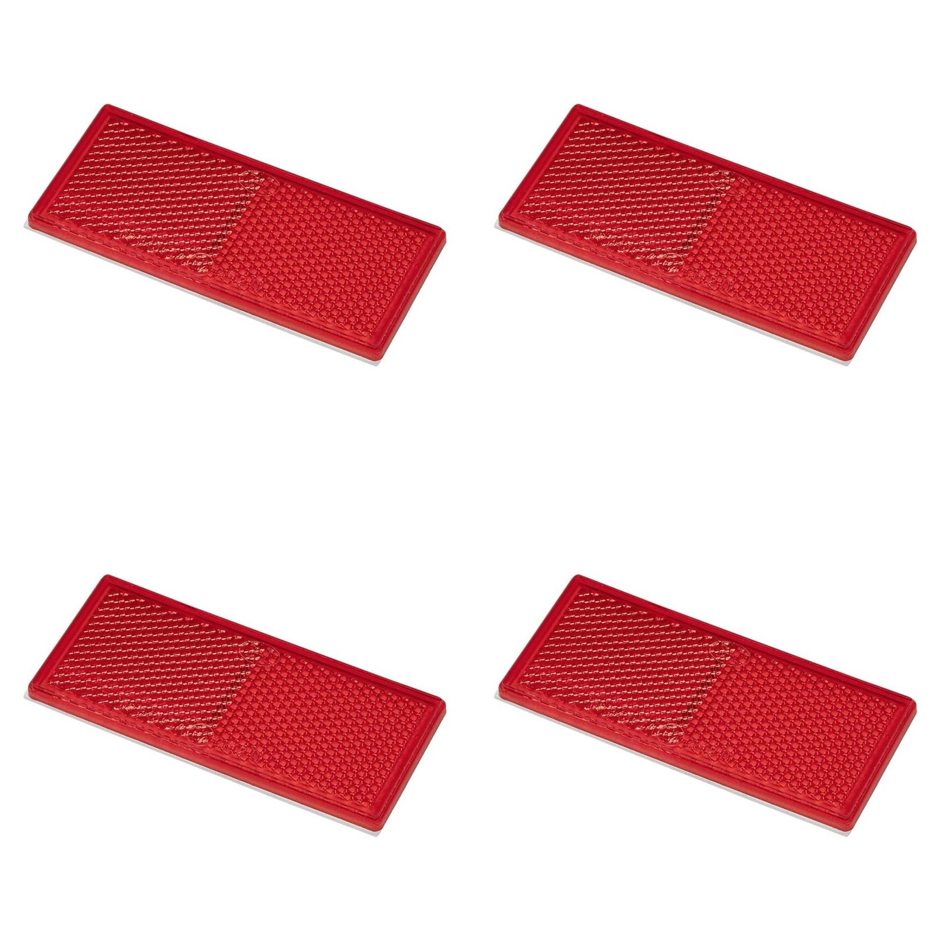 MULTIBROS 4 Stück Reflektor selbstklebend Katzenauge für Anhänger Wohnwagen Traktor rund rechteckig Rückstrahler (rot, rechteckig) von MULTIBROS