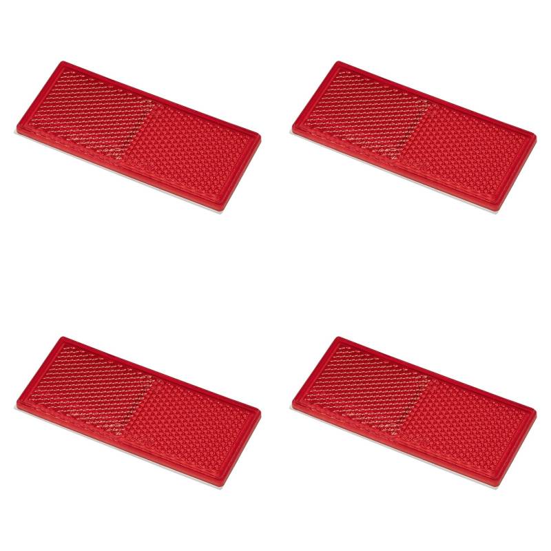 MULTIBROS 4 Stück Reflektor selbstklebend Katzenauge für Anhänger Wohnwagen Traktor rund rechteckig Rückstrahler (rot, rechteckig) von MULTIBROS
