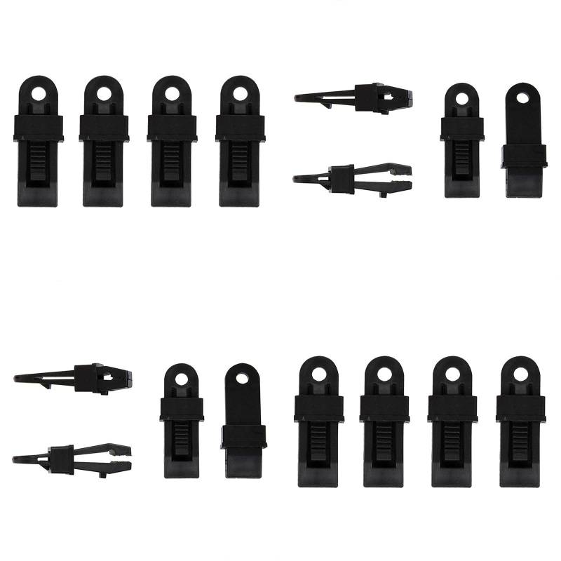 Multibros 16 Stück Vorzeltteppich Clips – Zeltteppichclips Set für sichere Befestigung – Planen-Klammern für Zeltteppiche & Unterlegplanen – Robuste Halterung aus hochwertigem Kunststoff von MULTIBROS