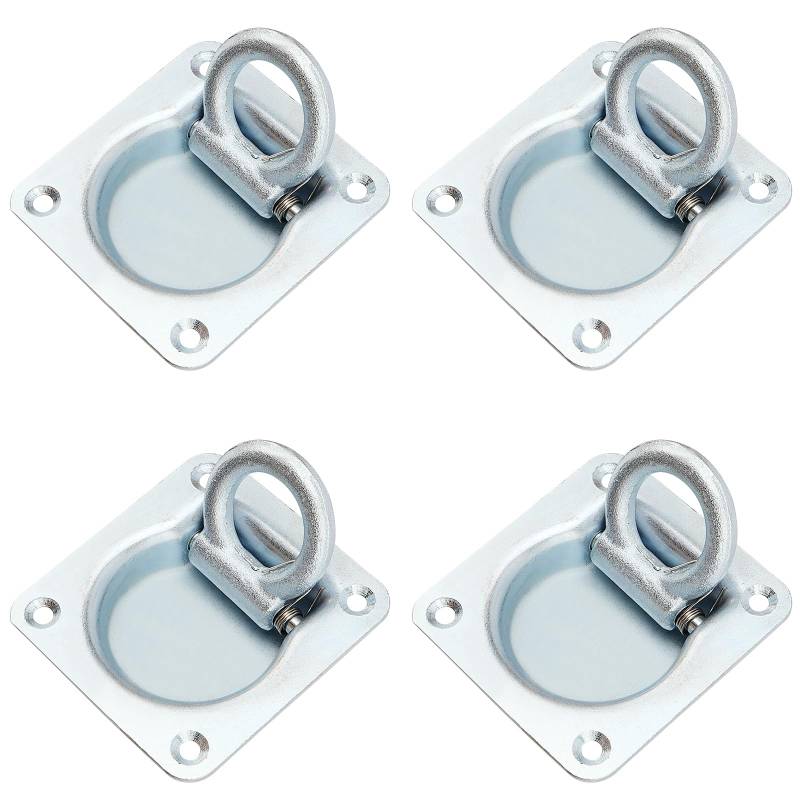 MUNGHOK 4 Stück Zurrösen für Anhänger, Zurrösen Verzurrösen Anhänger Ösen Augplatte Zurrmulde Befestigungsösen Verzurrösen für LKW, Boot, PKW Anhänger Zubehör, Zugkraft von 800kg von MUNGHOK