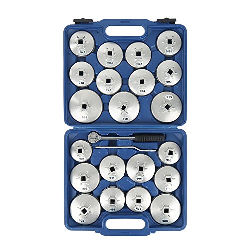 MUPAI 23 Stück Aluminium Ölfilter Schlüssel Ölfilterkappen Satz mit Koffer Werkzeug von Lupsty