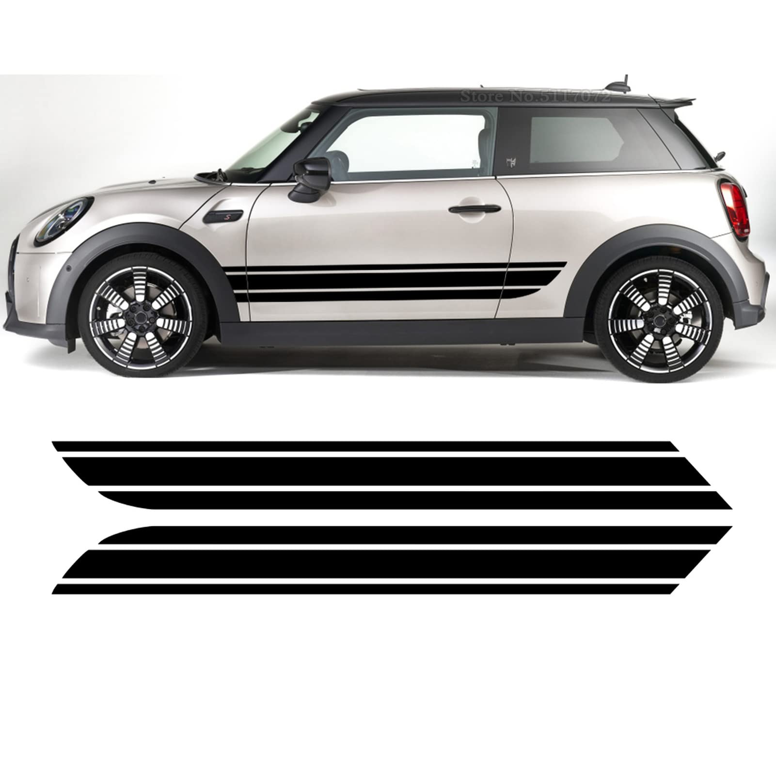 Auto Seitenstreifen Seitenaufkleber Aufkleber Grafiken, Für Mini Cooper S JCW Countryman Clubman F55 F56 F60 Racing Sports Lange 2 STÜCKE Karosserie Türaufkleber von MURPWDZ