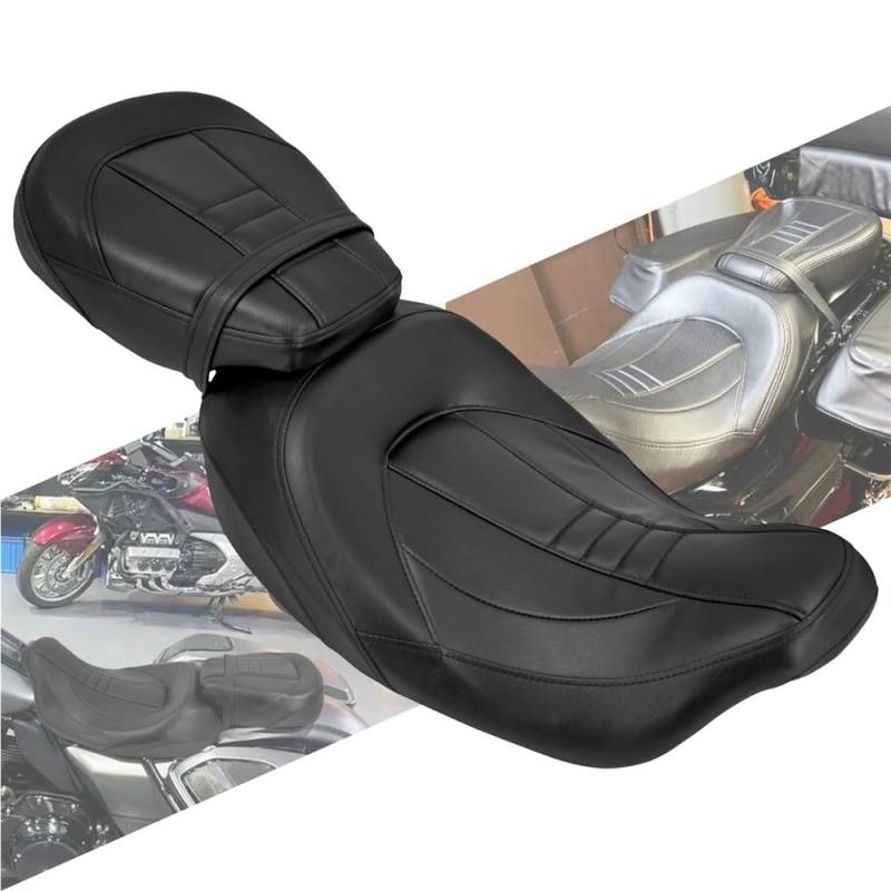 Motorrad-Sitzkissen Motorrad-Doppelsitzbank aus PU Fahrer- und Beifahrersitz vorne für Touring für Glide für Road für Special für Cl&assic 09–23 Motorrad-Sitzpolster von MUTYNE