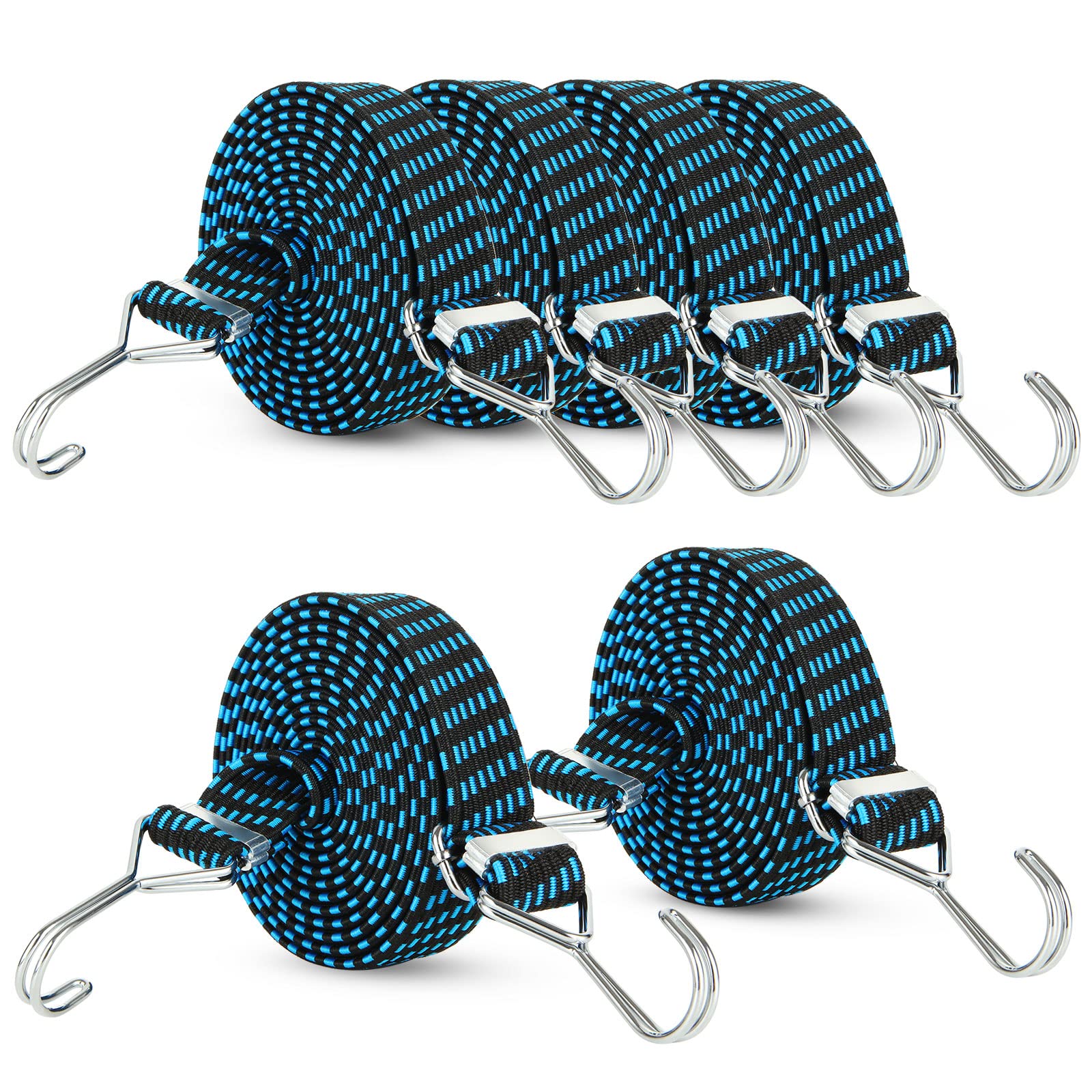 MUXHEL 6 Stück 3m Spanngummi mit Haken, 3cm Breit Verstellbar Spanngurte Expander mit Metallhaken, Extra Stark Flach Gepäckspanner Gummiseil für Garten Fahrrad Auto Tarps Camping - Blau MUXHEL 6 Stück 3m Spanngummi mit Haken, 3cm Breit Verstellbar Spanngurte Expander mit Metallhaken, Extra Stark Flach Gepäckspanner Gummiseil für Garten Fahrrad Auto Tarps Camping - Blau von MUXHEL