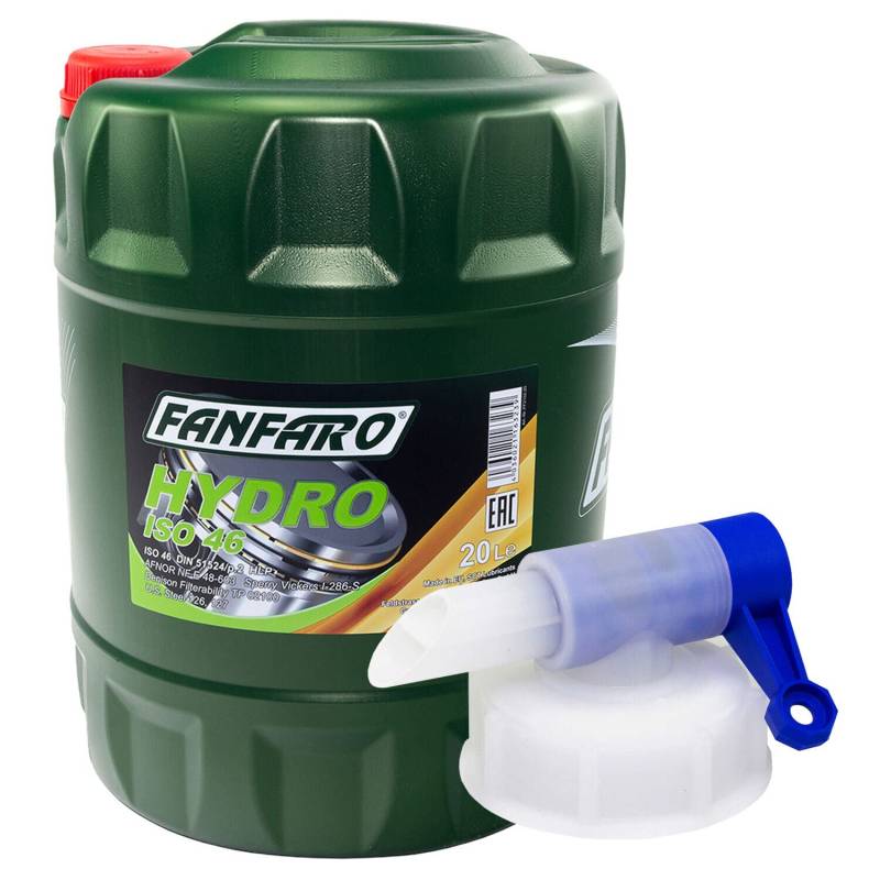 Hydrauliköl FANFARO Hydro ISO 46 20 Liter inkl. Auslasshahn von MVH Bockauf